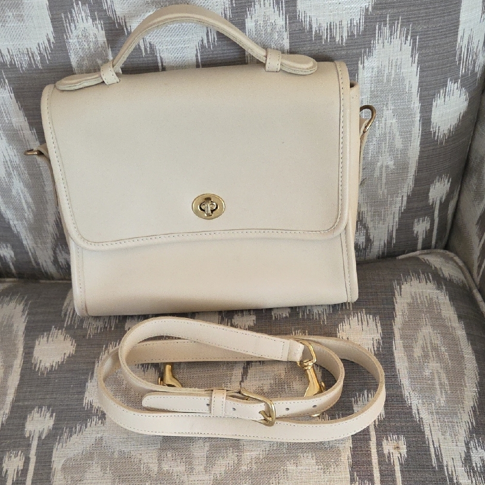 Coach Cream Satchel with Gold Accents - Picture 3 of 9